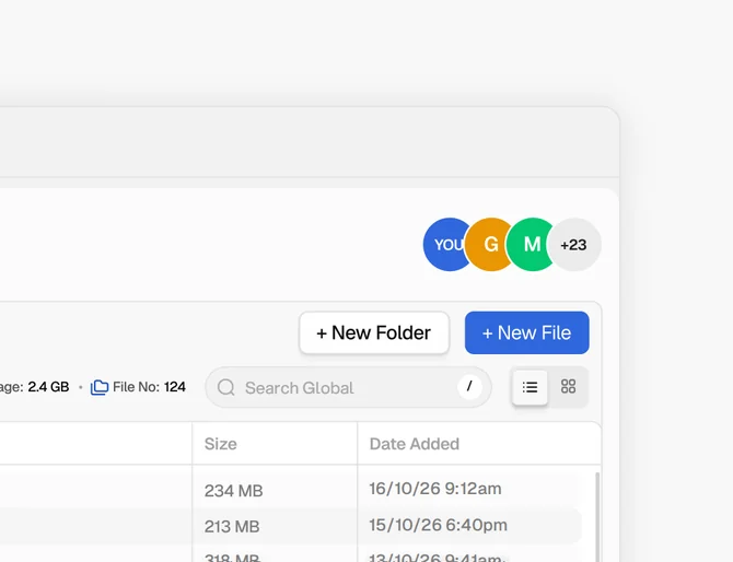 Ein geteiltes Drive in der Desktop-App mit seinen Mitgliedern und den Dateien, die sie teilen