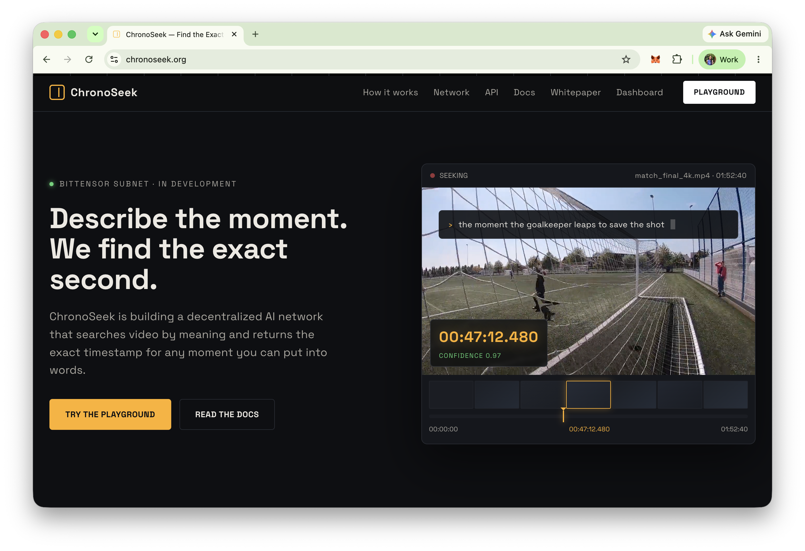Chronoseek website homepage