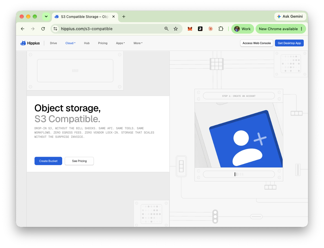Hippius Website: S3 Compatible Page