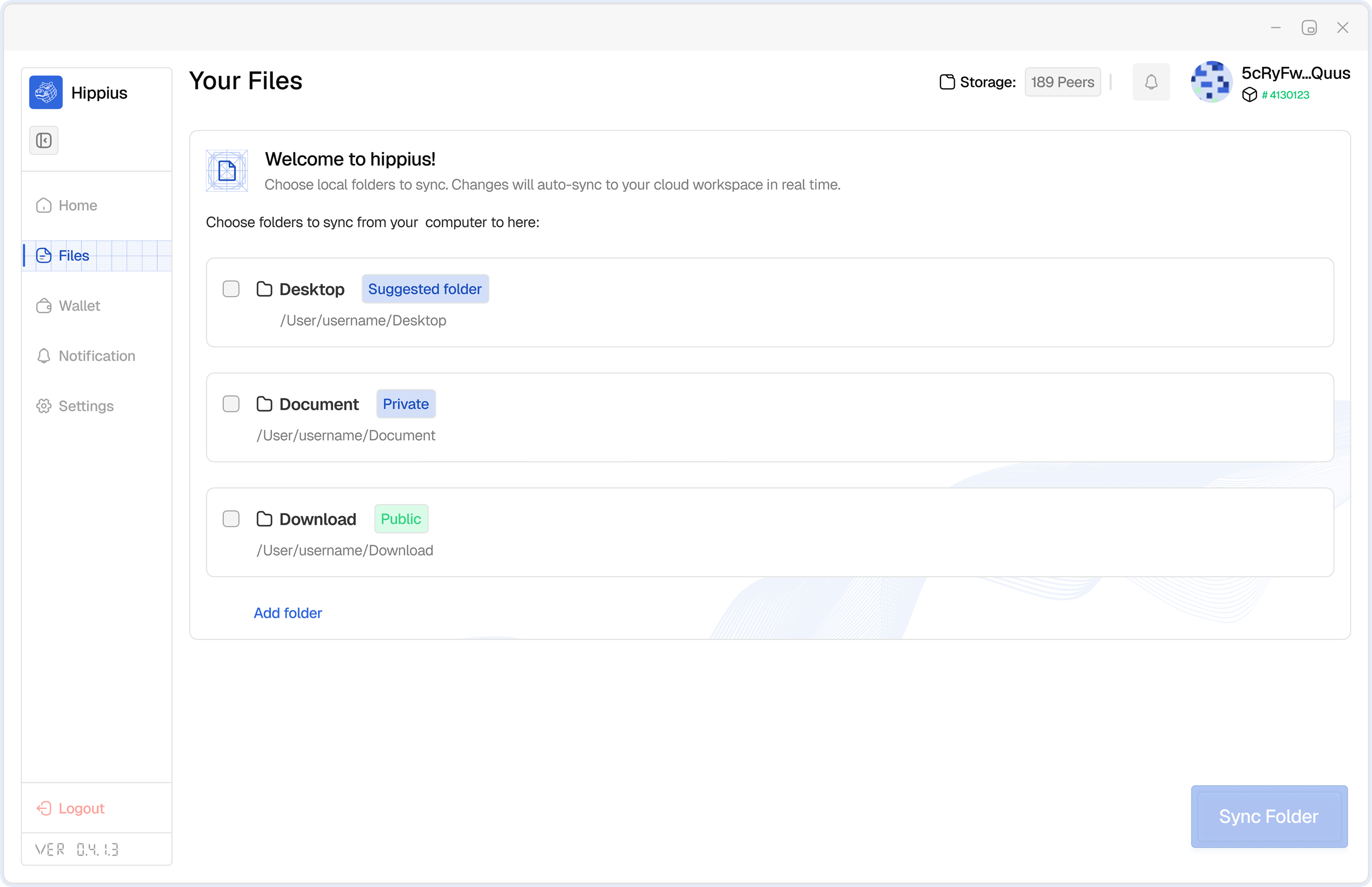 Hippius file interface