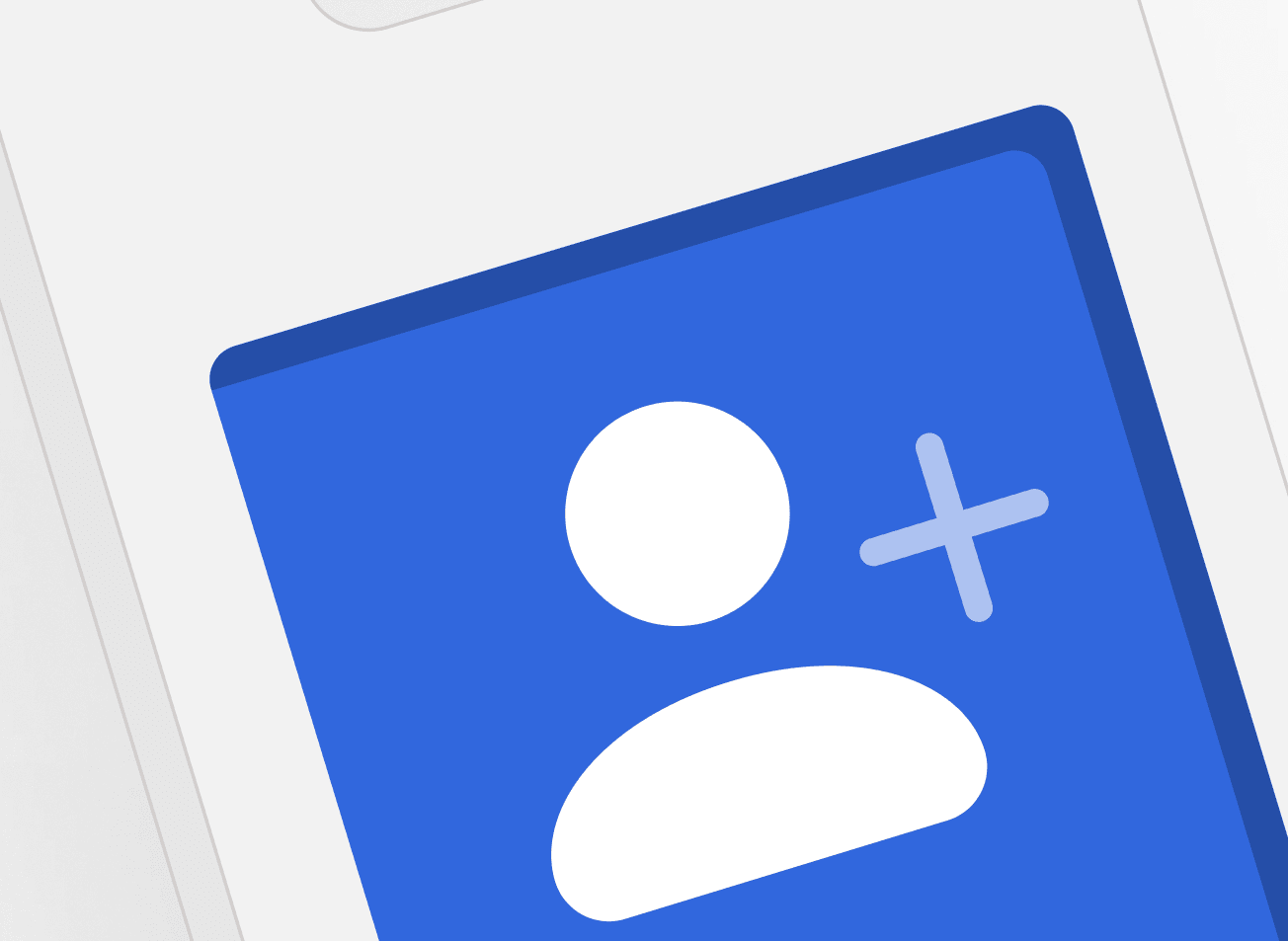 A blue account card with an add-user badge