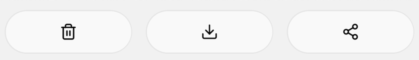 Delete, download and share actions in the app
